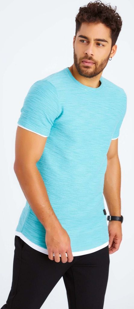 Leif Nelson Rundhals Herren T-Shirt Rundhals LN-8223, Mint / XL