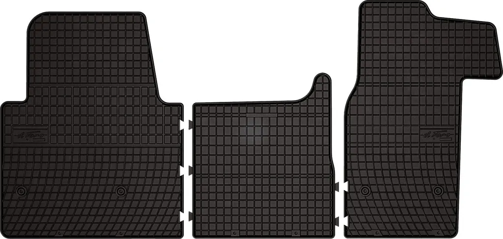 Tappetini auto in gomma adatto per Renault Master III (2010-2019, furgone, prima del facelift) neri, set 3 pz, con fissaggi