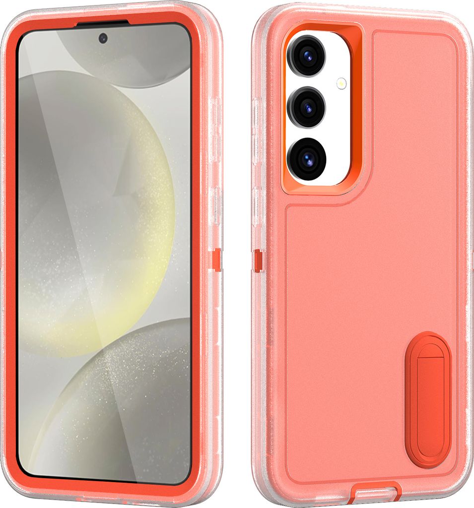 Hülle für Samsung Galaxy S25+ Hybrid Dreilagige Robust Stoßfest Schwerlast Schutzhülle mit Ständer Orange