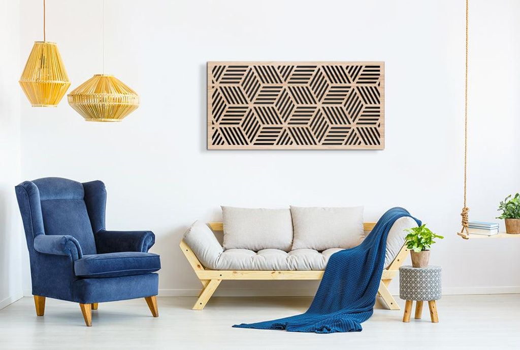 CUBIC – LASERCUT Wandbild aus Verbundmaterial Holz und PVC 70x140 cm