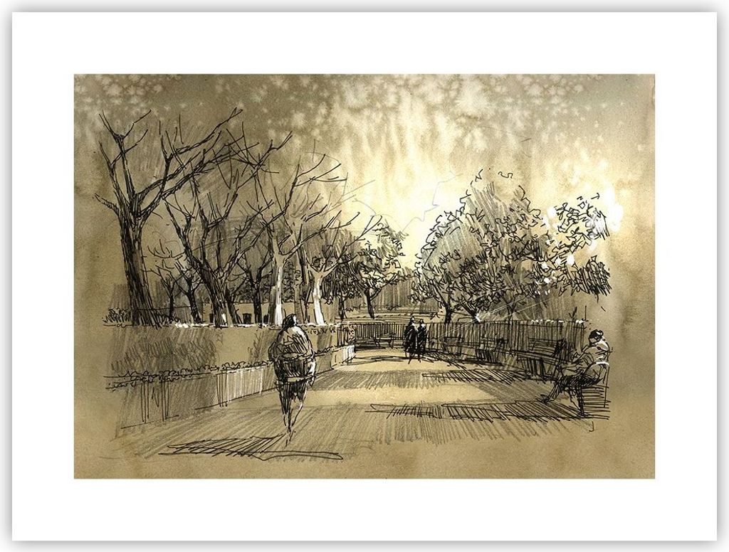 Poster - Poster ohne Rahmen - Park Spaziergang Baum - 40x30 cm - Wand Bild - Wanddeko - Wandbilder - Kunstposter - Wandposter - Bilder - Kunstdruck...