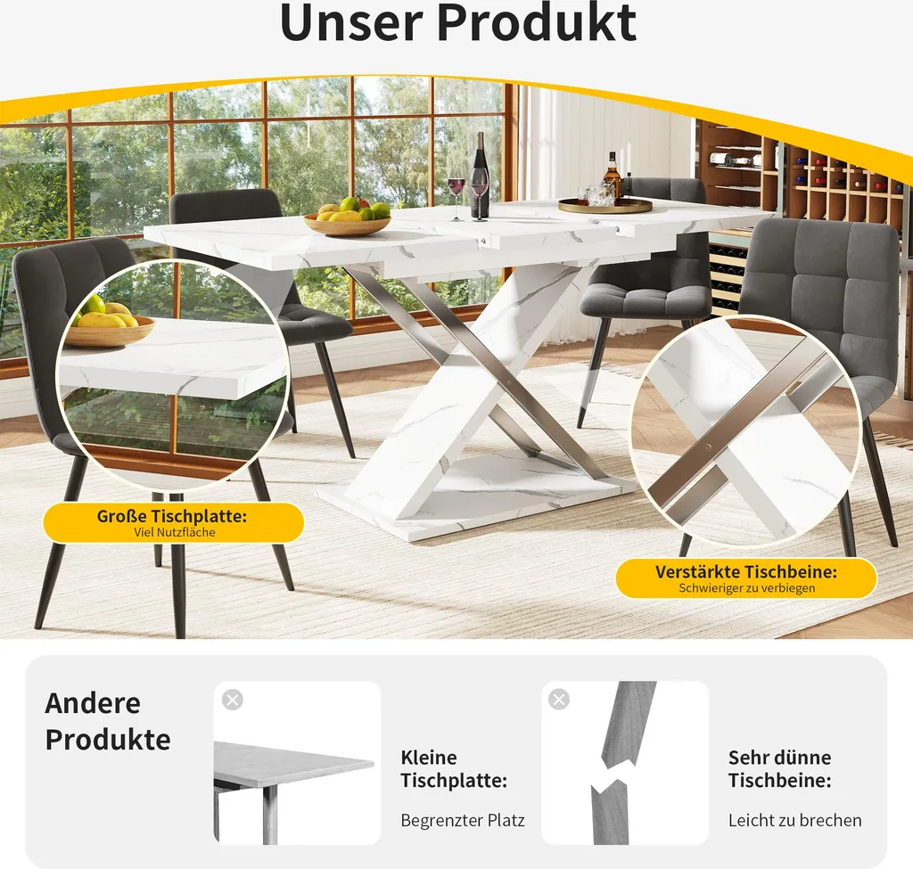 Table extensible 4 à 6 places pour petits espaces et salle à manger - 6