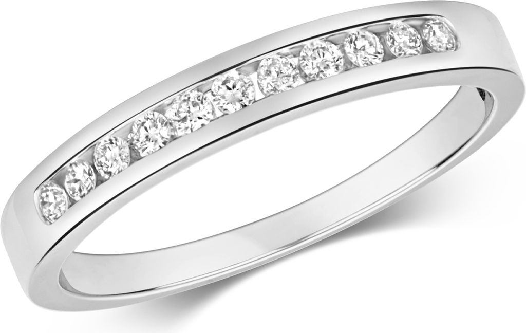 Funkelndes Feuer 9 Karat (375) Weißgold Halb Eternity Damen - Diamant Ring Brillant-Schliff 0.17 Karat H - I1 I2, 54 (17.2); TRS319409KWRSN