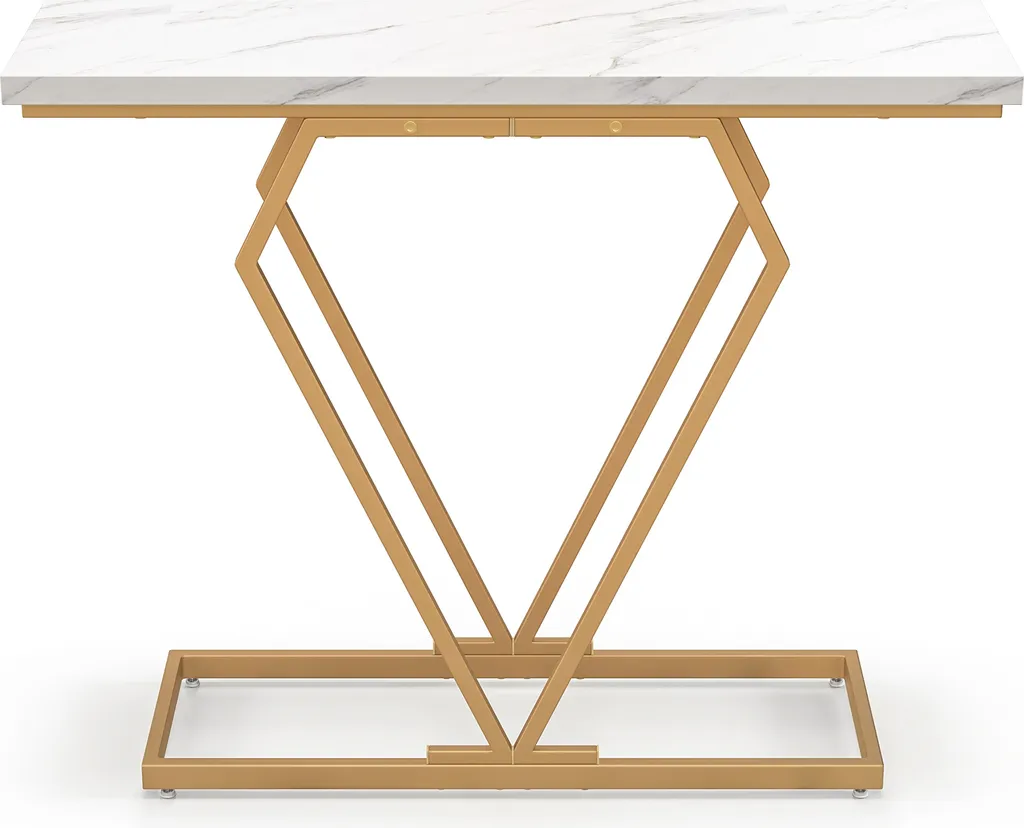 Console dorée stable et étroite pour gagner de l'espace en entrée