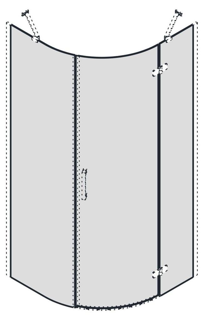 Gelco TRINITY Glasteile der Viertelkreis-Duschabtrennung, 900x900, Klarglas, rechts