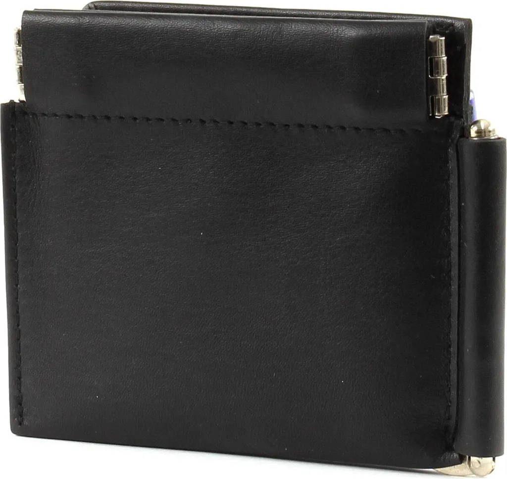 Mini Portefeuille avec Pince à Billets en Cuir Noir Polo Golden Head