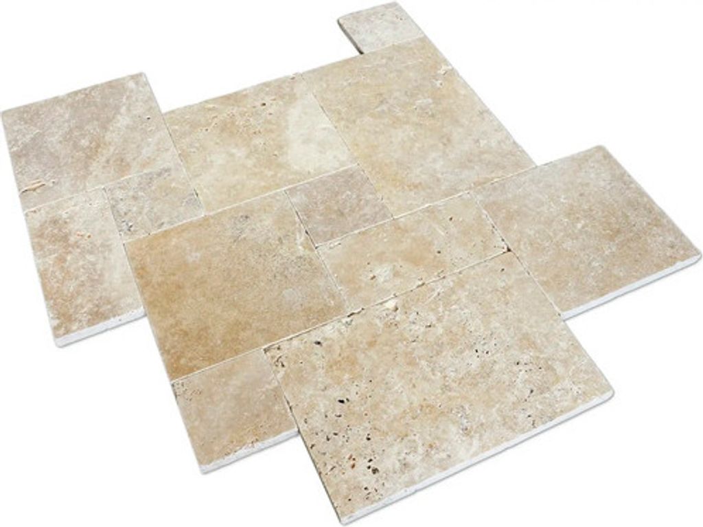 FLAIRSTONE Naturstein Terrassenplatte Bari Travertin römischer Verband Set = 1,48 m²