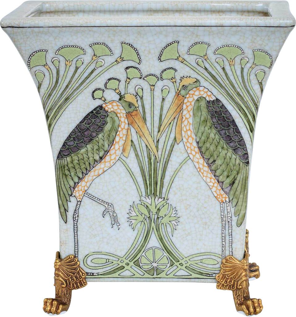 Vase Schale Pflanzschale Vogel Porzellan Messing Antik-Stil Produktbild 