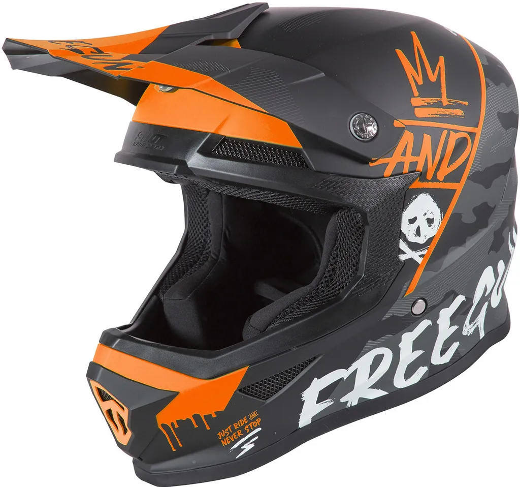 Casque Motocross Freegun XP4 Camo Orange XS : Protection et Aération Max