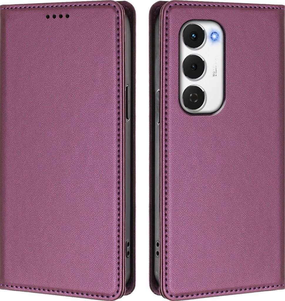 Handyhülle für Tecno Spark 40 Pro+, Kunstleder Klapphülle Stoßfeste Magnetische Hülle mit Ständer Lila