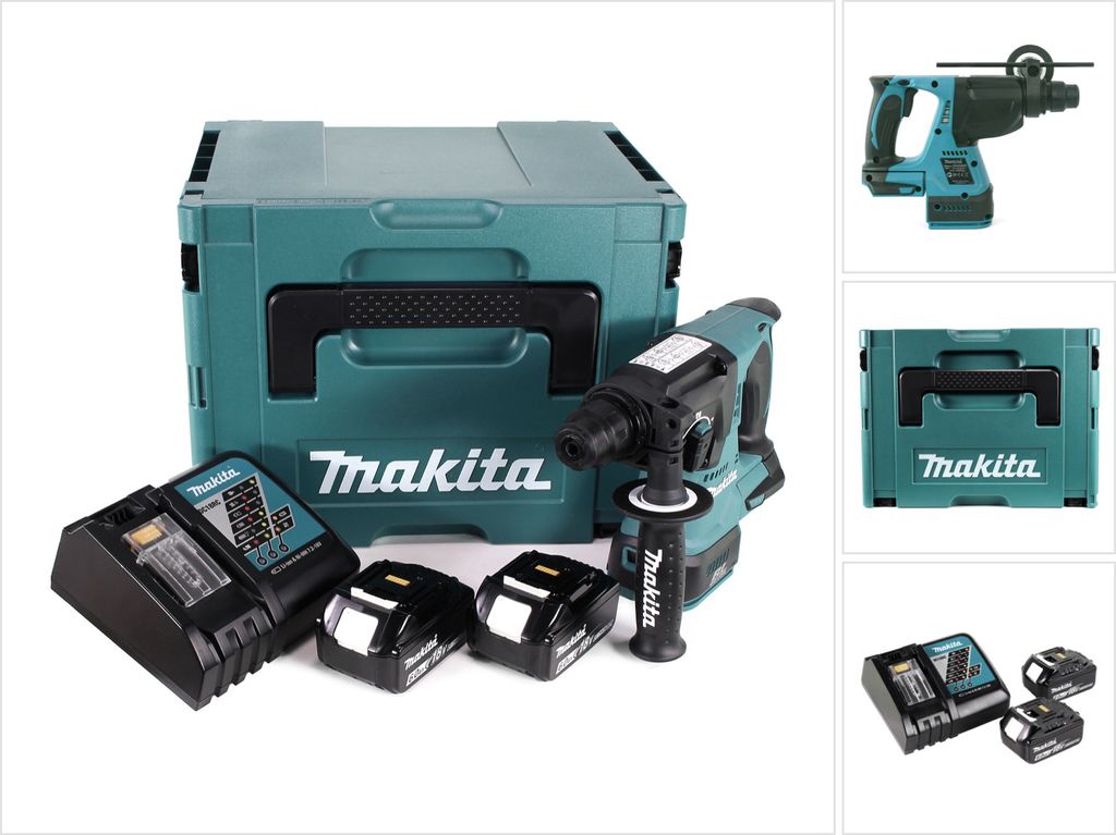Makita DHR 242 RGJ Akku Bohrhammer 18V 2,0J SDS-plus Brushless + 2x Akku 6,0Ah + Ladegerät + Makpac