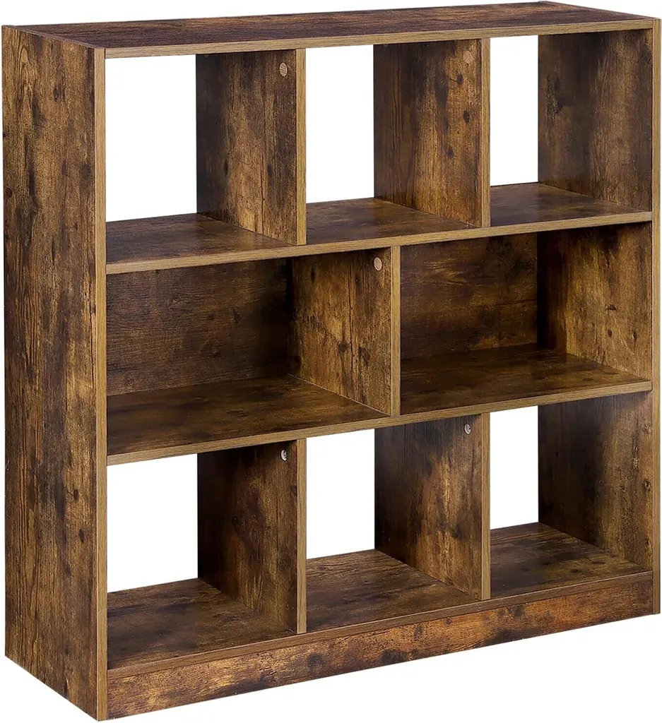 Étagère de rangement bois et métal pour salon et bureau 97,5 cm Brun