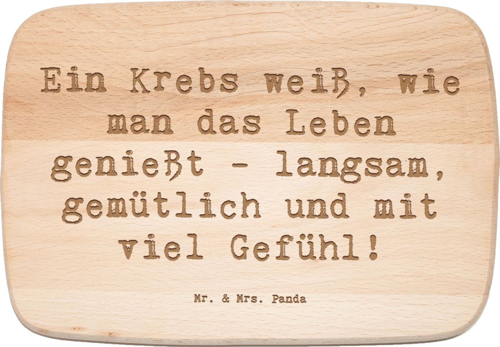 Mr. & Mrs. Panda Schneidebrett Holz Spruch Krebs Genießer - Transparent - Geschenk, Frühstücksbrettchen, schneidbrett, individuell, Empathie, Ti...