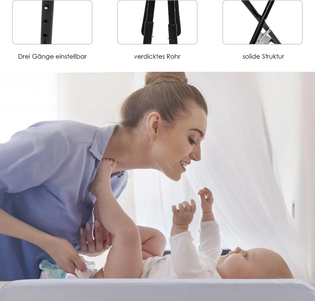Table à Langer Pliable avec Baignoire Intégrée et Support Réglable - 5