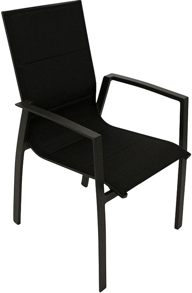 TPFGarden 4ER-SET STAPELSESSEL Wallasey - Gartenstuhl aus pulverbeschichtetem Aluminium, Farbe anthrazit, Sitz und Rückenlehne aus Kunstgewebe, Bx...