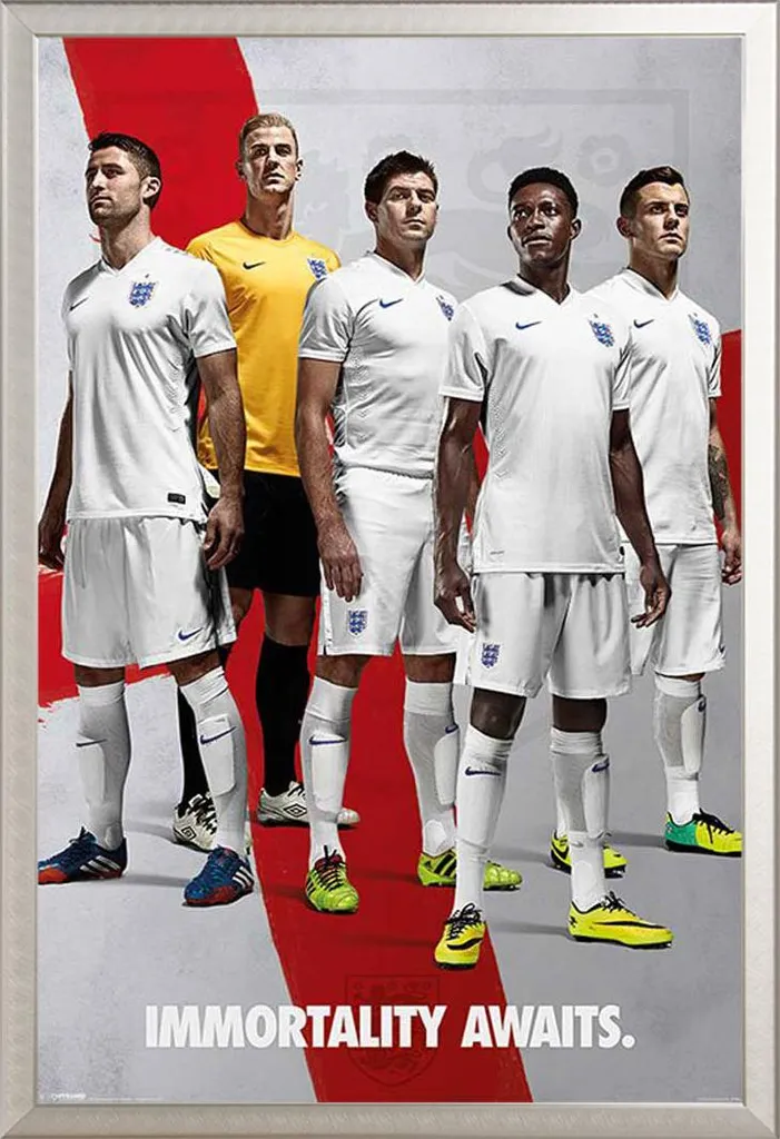 Cadre Photo Argent Shinsuke avec Poster Foot England Immortality Awaits