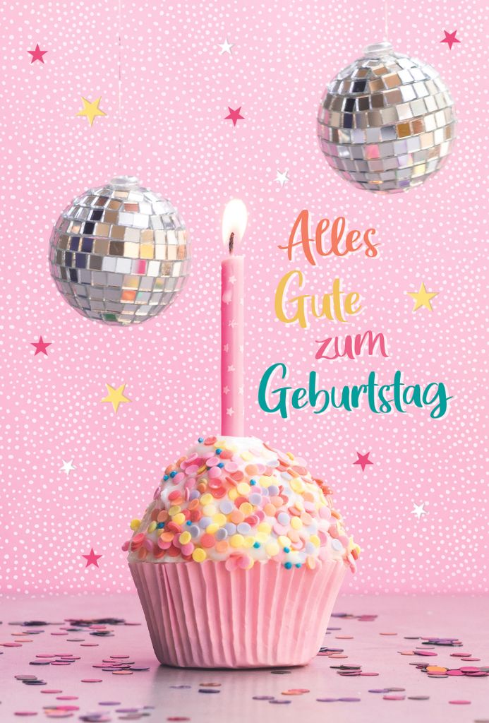 Geburtstag Alles Gute Diskokugel Törtchen Glückwunschkarte mit Umschlag