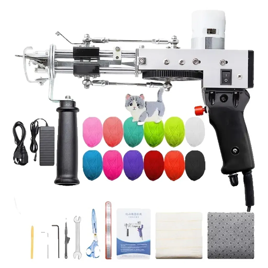Machine à tufter manuelle noire : kit de tufting portable et polyvalent
