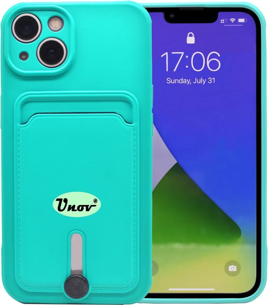 Hülle für Apple iPhone 13 Mini Hülle Türkis Silikon + Kartenfach