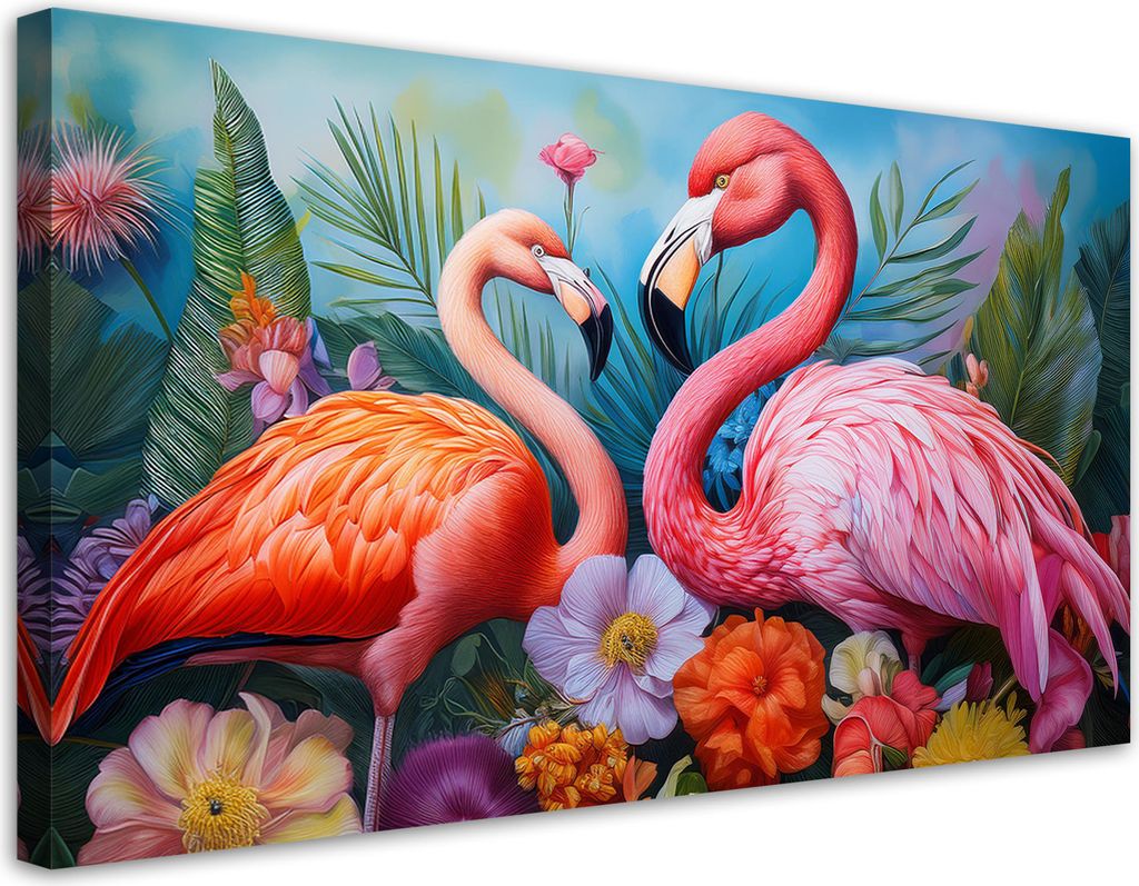 Leinwandbild Flamingos Vögel Exotische Tiere 100x50 Feeby Rosa bild für die wand bereit zum aufhängen