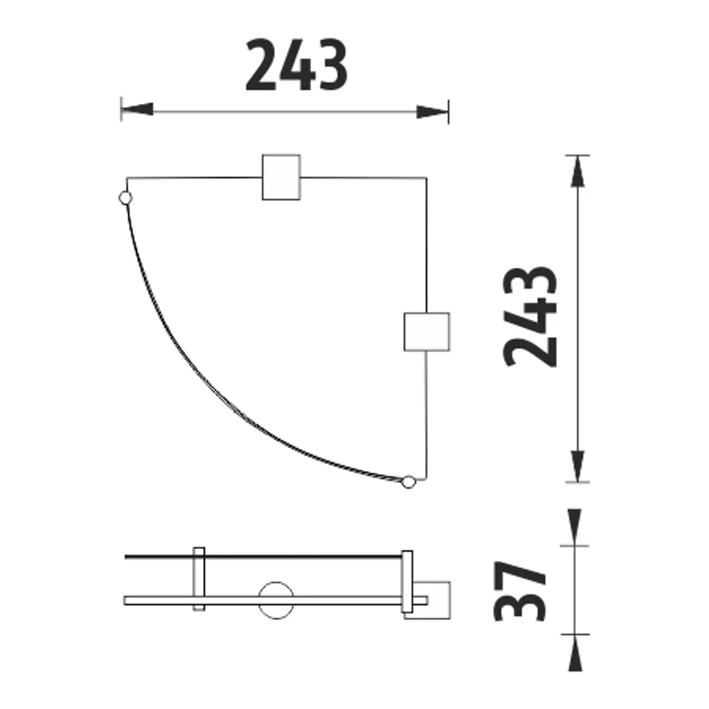 Tablette d'angle robuste en verre givré et support chrome brillant - 2