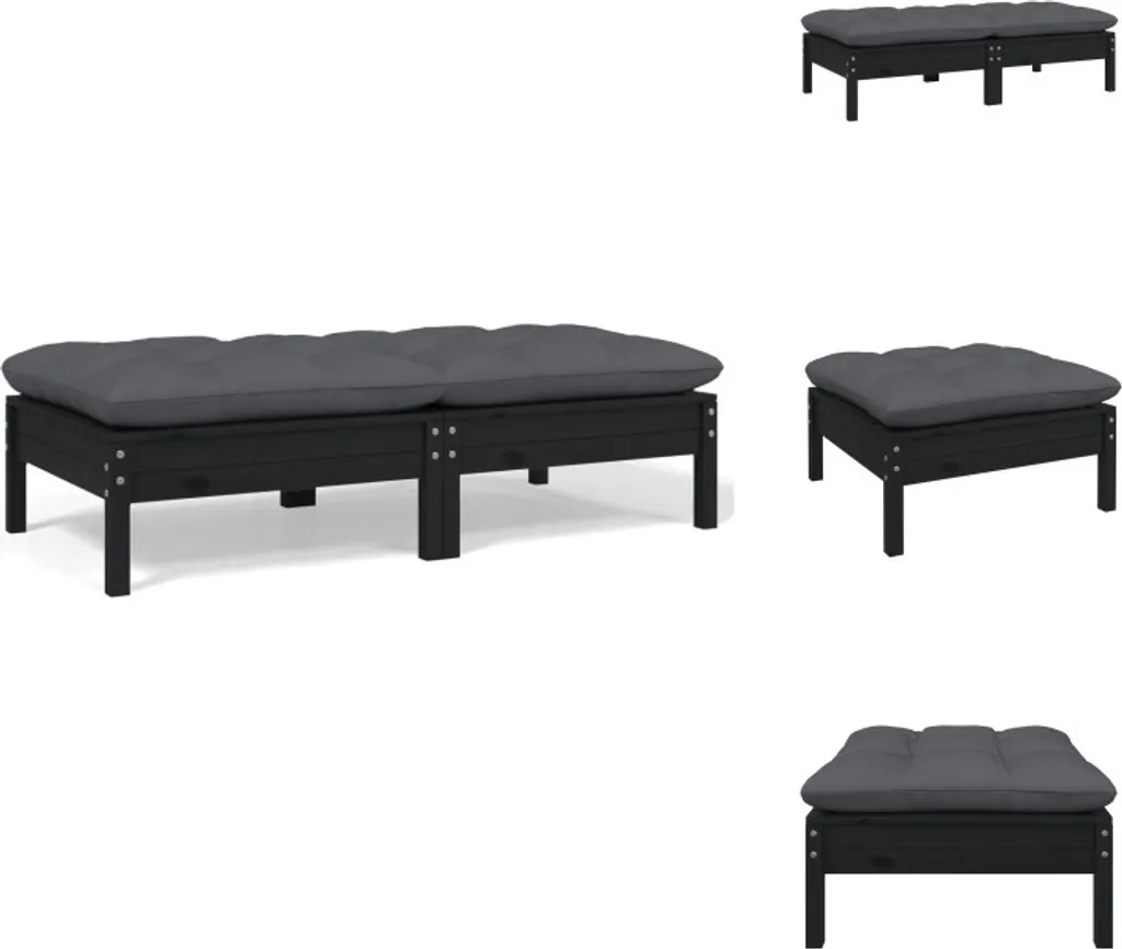 Divano da Esterno 2 Posti Nero vidaXL - Design Modulare in Legno