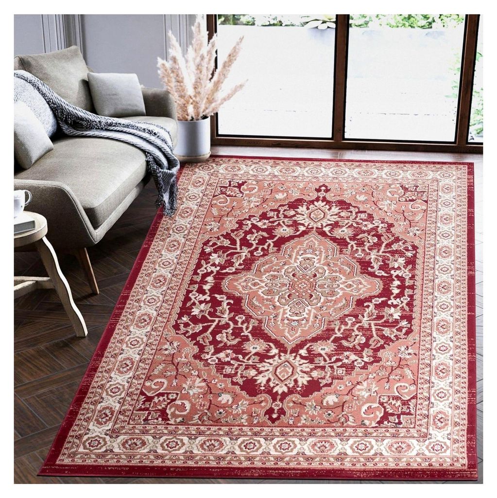 Orientalischer Teppich - Traditioneller Teppich für Wohnzimmer und Esszimmer - Orient Teppiche mit Ornamenten - Wohnzimmerteppich in Rot - 250 x ...