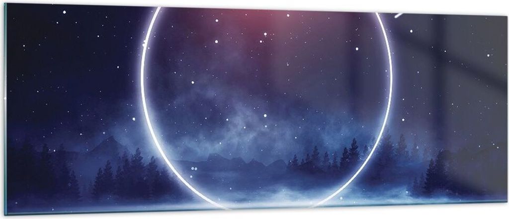 Bilder auf glas - Einteilig - Fantasie Ring Kosmos - 140x50cm - Glasbilder - Wandbilder - Bilder - zum Aufhängen bereit - Wanddekoration aus Glas ...