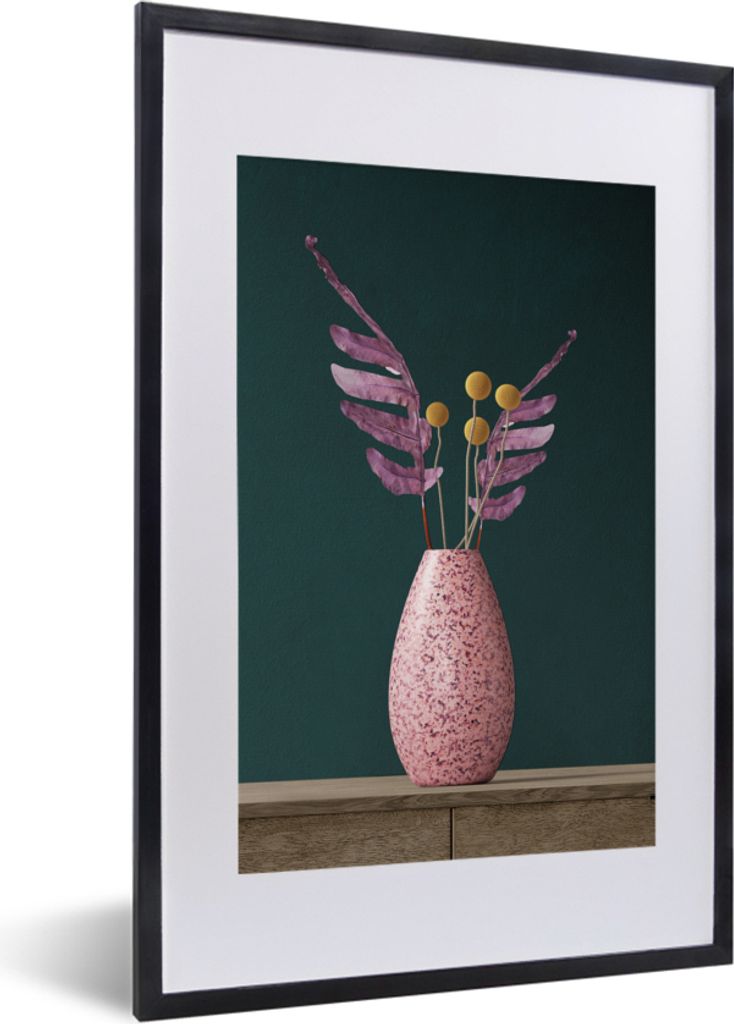 MuchoWow Gerahmtes Poster Stillleben - Pflanzen - Vase 40x60 cm - Poster mit Schwarzem Bilderrahmen Wandposter Rahmen Foto Bilder - Poster in Rahmen