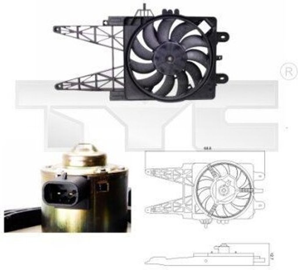 TYC 809-0008 Kühlerlüfter OE 46524605 kompatibel mit Punto