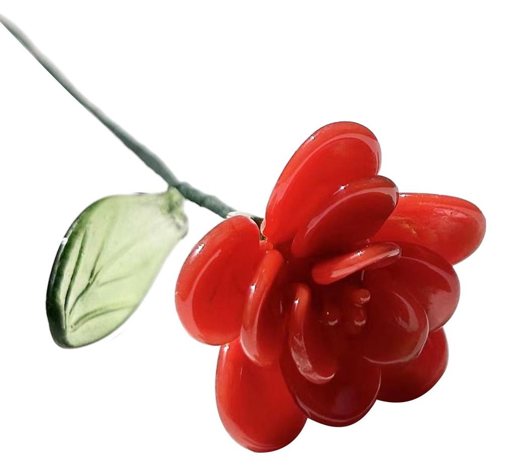 Handgefertigte Glasblume mit Drahtstiel, mundgeblasen, farbig glasiert, Mini-Blumenfigur, Dekoration für Wohnzimmer, Büro, Tisch, Blumenvase, Orn...