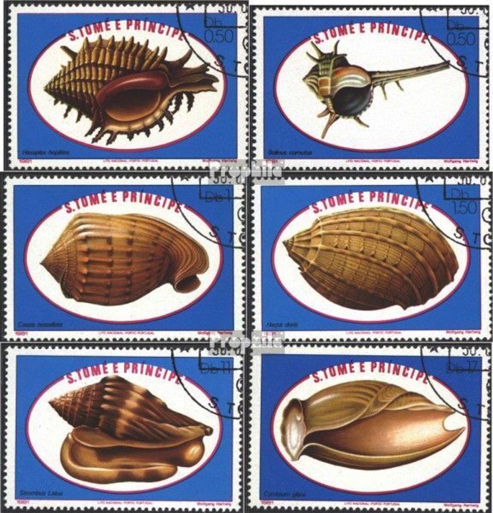 Briefmarken Sao Tome e Principe 1981 Mi 680-685 (kompl.Ausg.) gestempelt Meeresschneckengehäuse