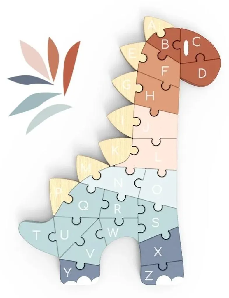 Puzzle en Bois Dinosaure pour Apprendre Alphabet et Motricité Fine Enfant