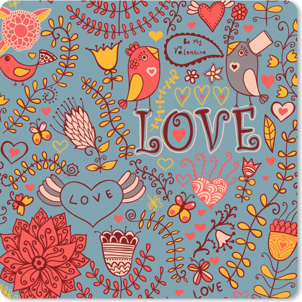 MuchoWow Mauspad Mousepad Mädchen - Vogel - Liebe - Muster - Mädchen - Kinder - Kinder 20x20 cm - Mousepads - Maus Mat - Pad - Mausunterlage - ...