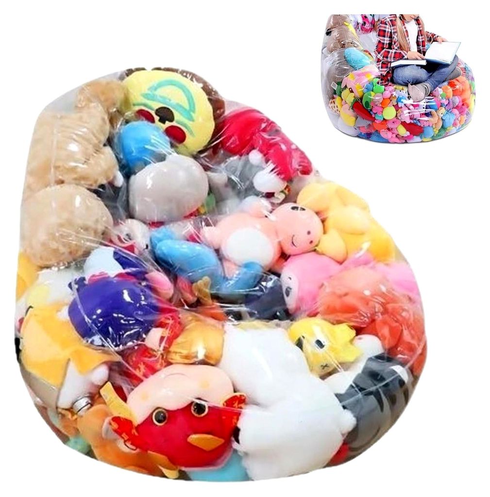 Bezug für Sitzsack für Plüschtiere – groß, wasserdicht, leer, PVC, Organizer für Spielzeug, geeignet für Kleinkinder, Jugendliche, Schlafzi...