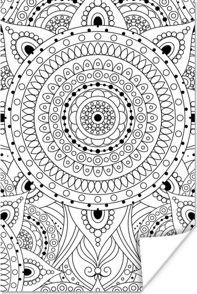 MuchoWow Poster Mandala - Blumen - böhmisch 20x30 cm - Papierdruck