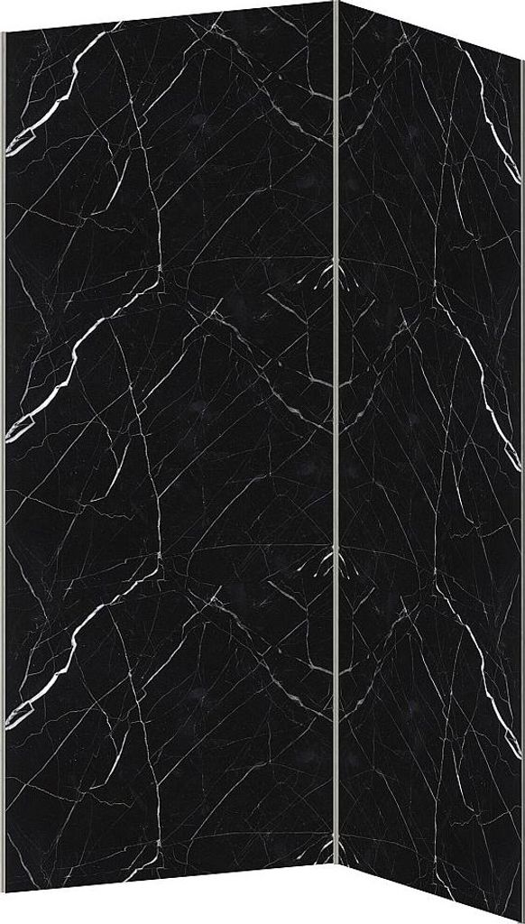 2er-Set Aluminium-Duschwandpaneele in Marmoroptik mit Profilen - B 90 x B 120 x H 210 cm - ENEKO