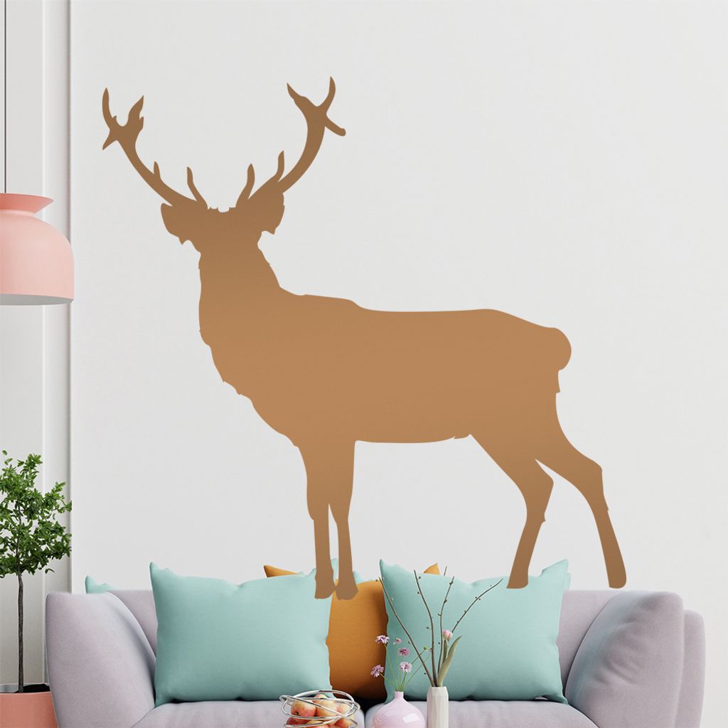 KIWISTAR Hirsch Silhouette - Geweih Rothirsch Reh Elch Wandtattoo in 6 Größen - Wandaufkleber Wall Sticker - Dekoration, Küche, Wohnzimmer, Schl...