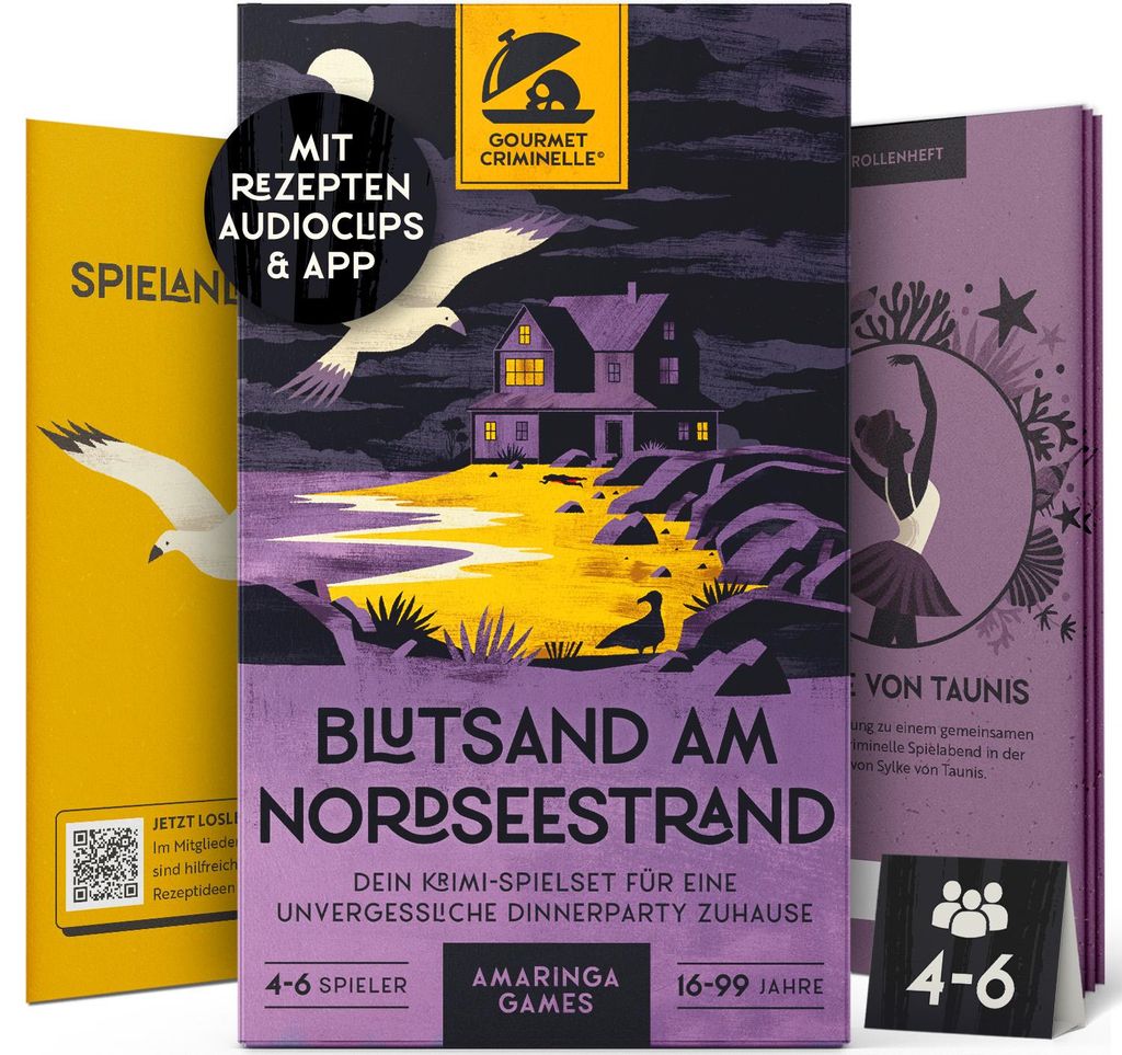 Gourmet Criminelle Krimidinner für zuhause | 4 bis 6 Personen | Blutsand am Nordseestrand | Krimidinnerspiel ab 16 Jahren
