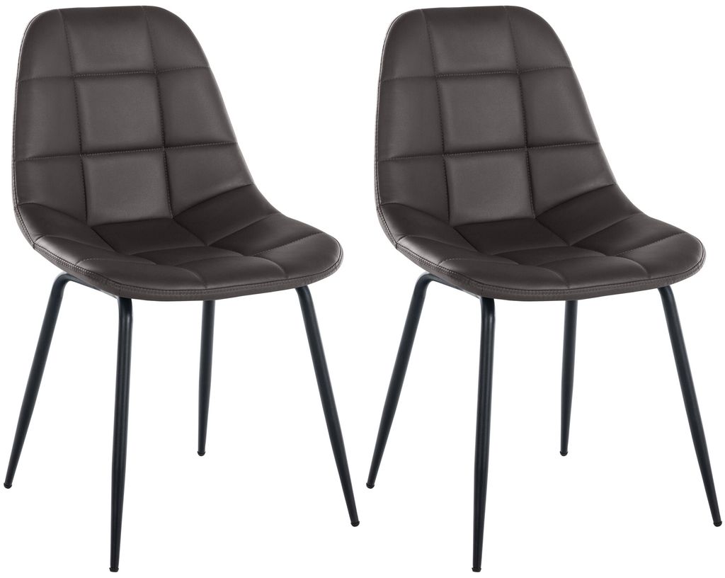 CLP 2er Set Stuhl Tom Kunstleder oder Stoff mit Metallgestell Farbe:braun;Material:Kunstleder