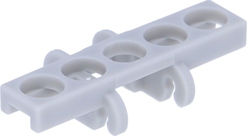 A single, light gray plastic LEGO Technic chain link piece is shown against a white background.