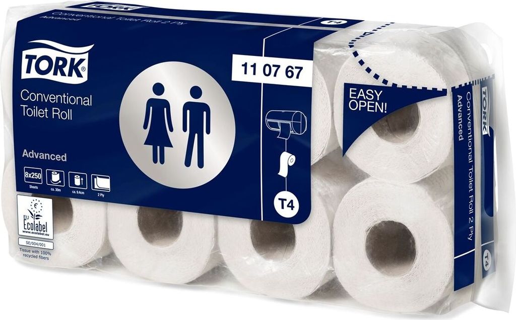 A package of Tork toilet paper rolls.
