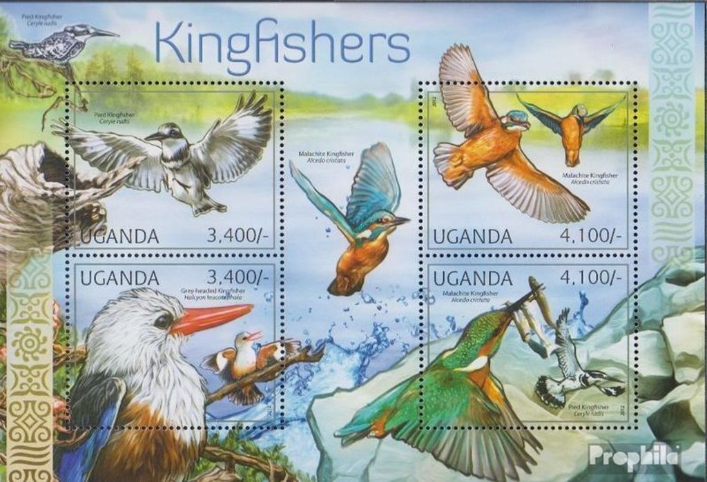 Briefmarken Uganda 2012 Mi 2785-2788 Kleinbogen (kompl.Ausg.) postfrisch Eisvögel