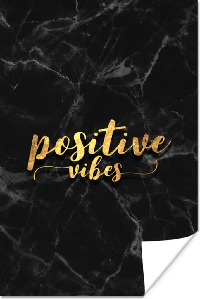 MuchoWow Poster Zitat - Positiv - Gold - Marmor 40x60 cm - Plakate für die Wand - Poster Babyzimmer