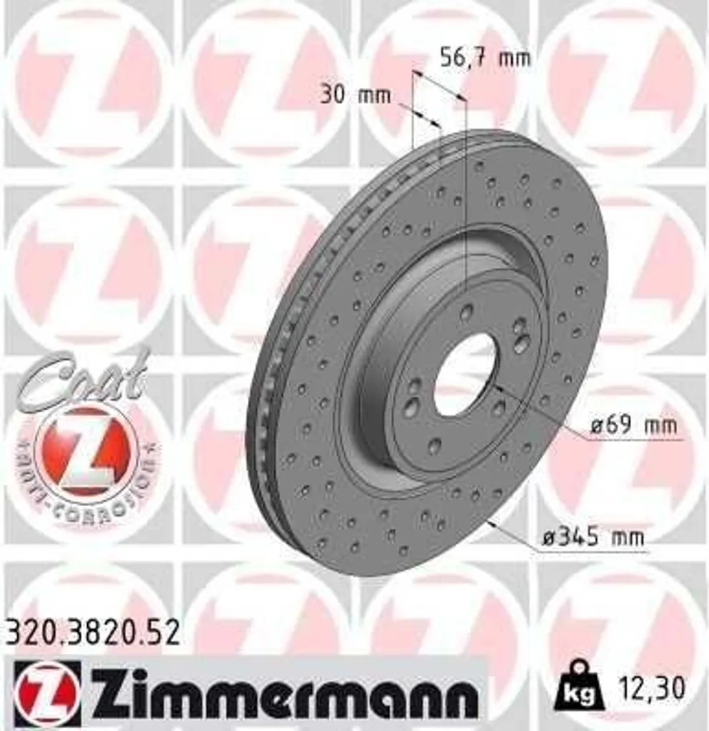 Disque de frein anti-corrosion Zimmermann 320.3820.52 Kia Stinger