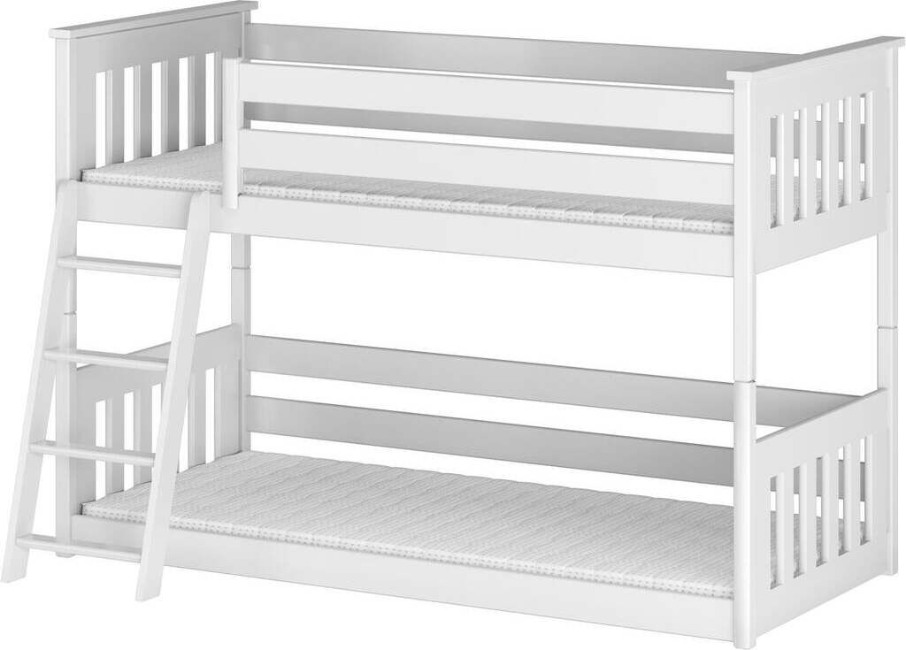 FURNLUX Bunk Bed Kevin White 90x200cm / Hauptfarbe: Weiß / Abmessungen: 96 x 208 x 130 cm
