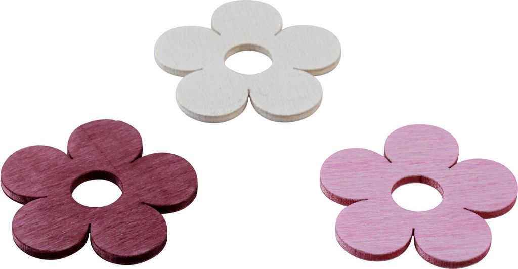 Holzblumen Streudeko Tischdeko Rosa Lila Weiß Ø4cm 72 St