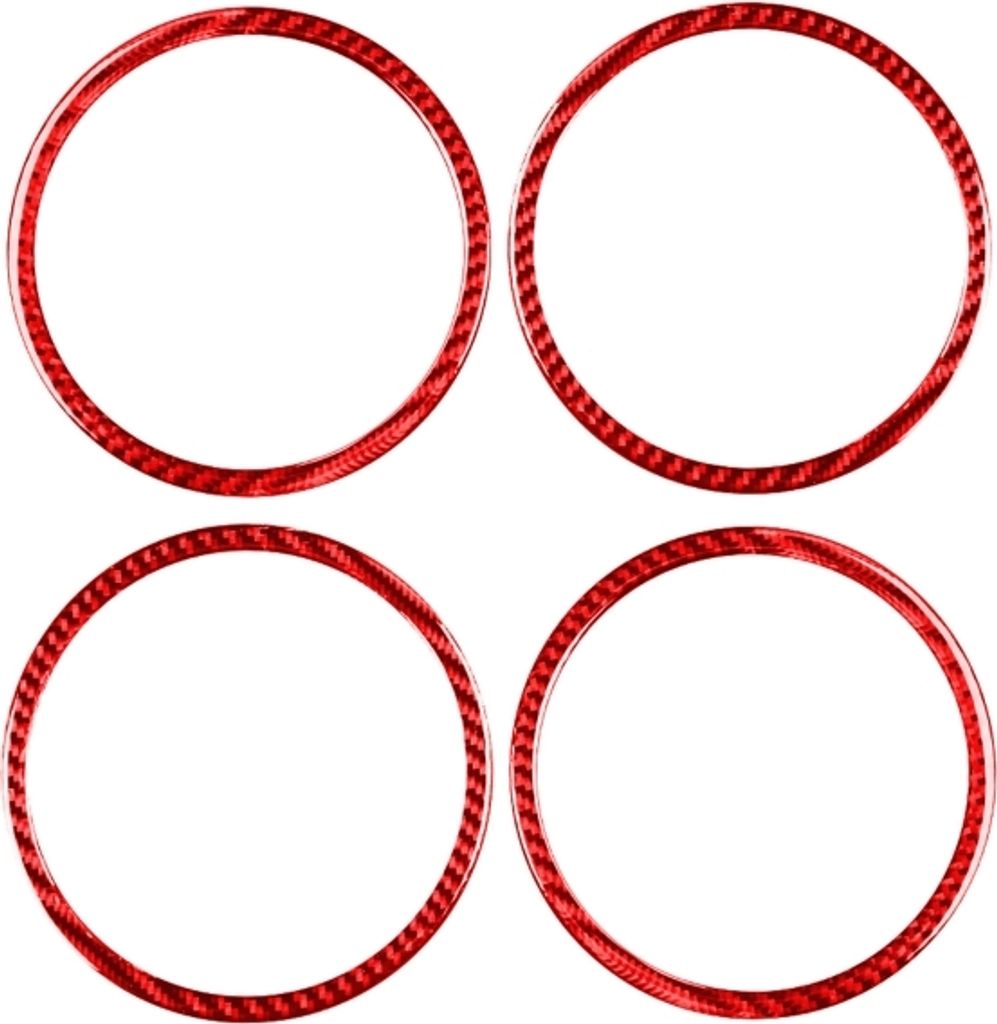 4 PCs Set für Honda CRV 2007-2011 Carbon Fiber Auto Tür Horn Ring Dekorative Aufkleber,Link und rechten Antrieb Universal (Rot)
