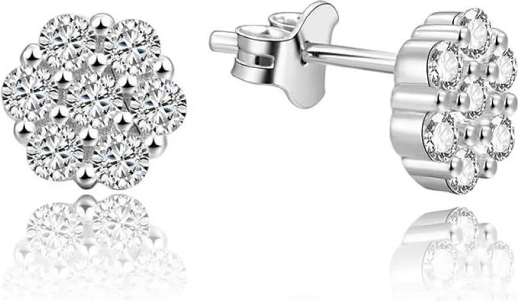 Boucles d'oreilles fleurs argentées pour femme - Bijou élégant AGUP