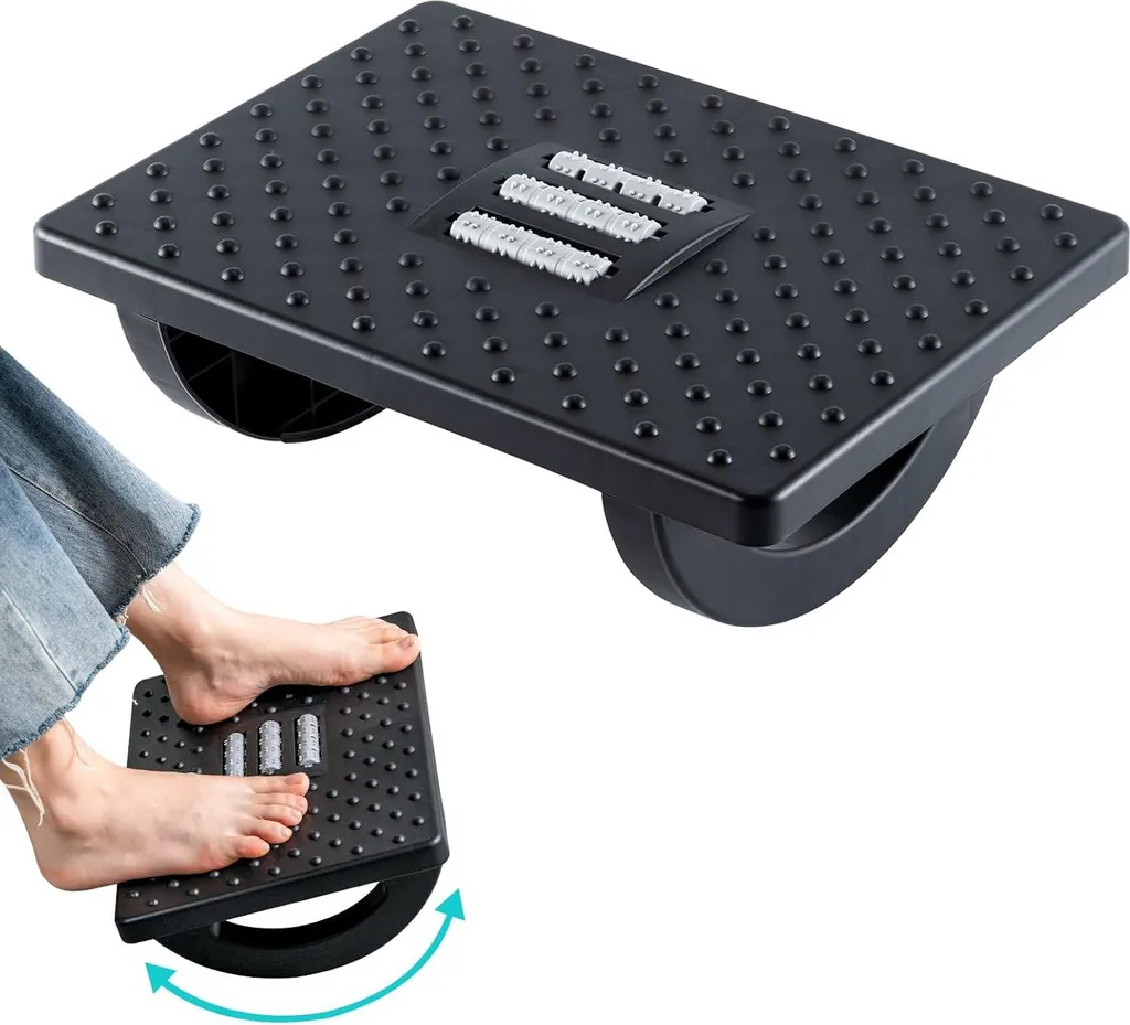 Repose-pieds de bureau pivotant avec massage et hauteur réglable noir